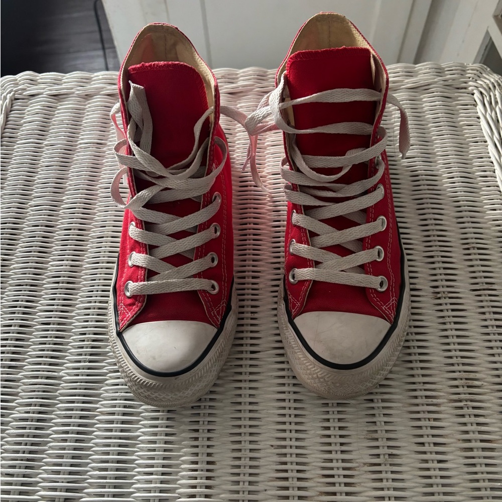 Converse Red High-Top Canvas Sneakers with White Accents